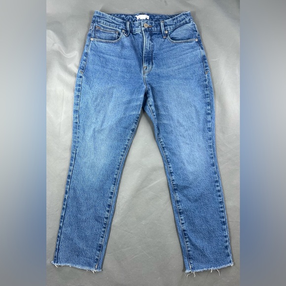 Good American Denim - Good American Good Classic High Waist Raw Hem Jeans 8/29